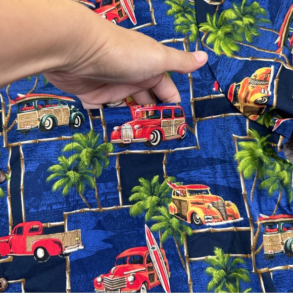 Island Reserve Blue Hawaiian Vintage Car Shirt Mens size XL - Picture 3 of 11